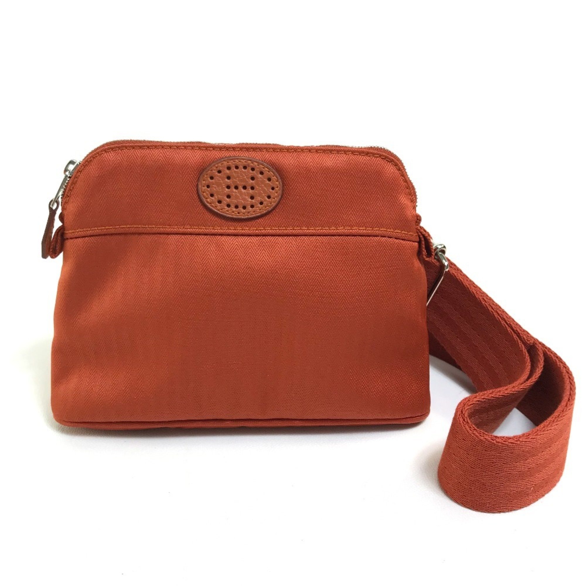 HERMES Bolide Santur Golf Pouch with Tee and Marker H Punching Waist Bag Cotton Polyester Men's Women's Orange Similar