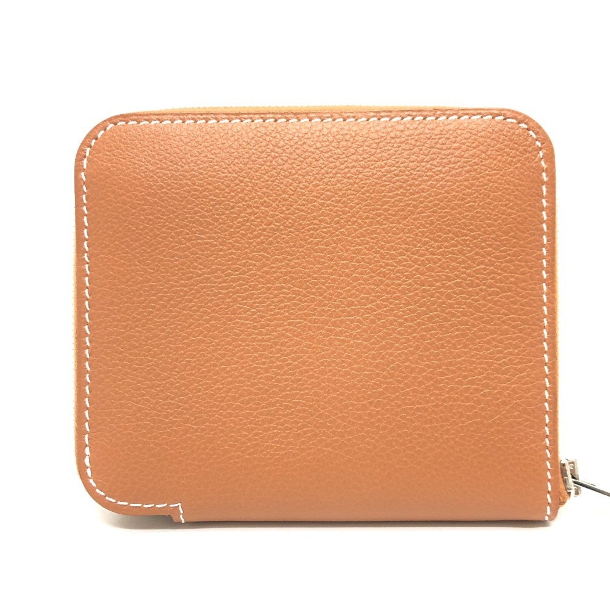 HERMES Azap Silkin Compact Wallet Bi-fold Folded Women's Gold