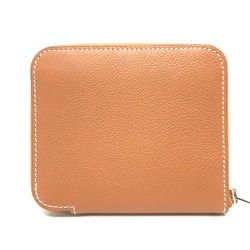 HERMES Azap Silkin Compact Wallet Bi-fold Folded Women's Gold