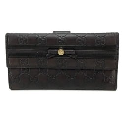 GUCCI 256933 Double Tri-fold Wallet MAYFAIR Guccissima Long Shima Leather Dark Brown Women's