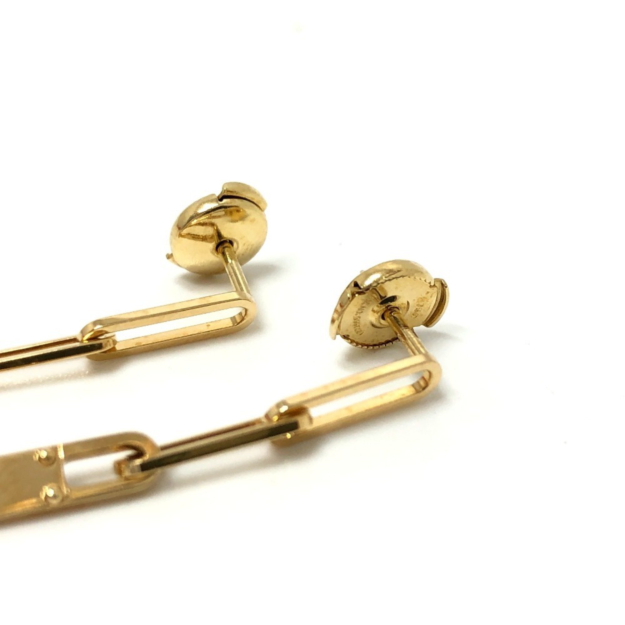 HERMES Kelly Chaine Earrings K18 Women's Gold