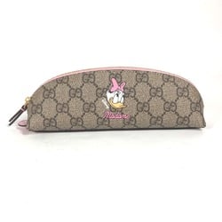 GUCCI 662129 Disney Collaboration DISNEY Dizzy Duck Pencil Case Pouch Stationery Pen Leather Women's Beige