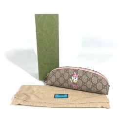 GUCCI 662129 Disney Collaboration DISNEY Dizzy Duck Pencil Case Pouch Stationery Pen Leather Women's Beige