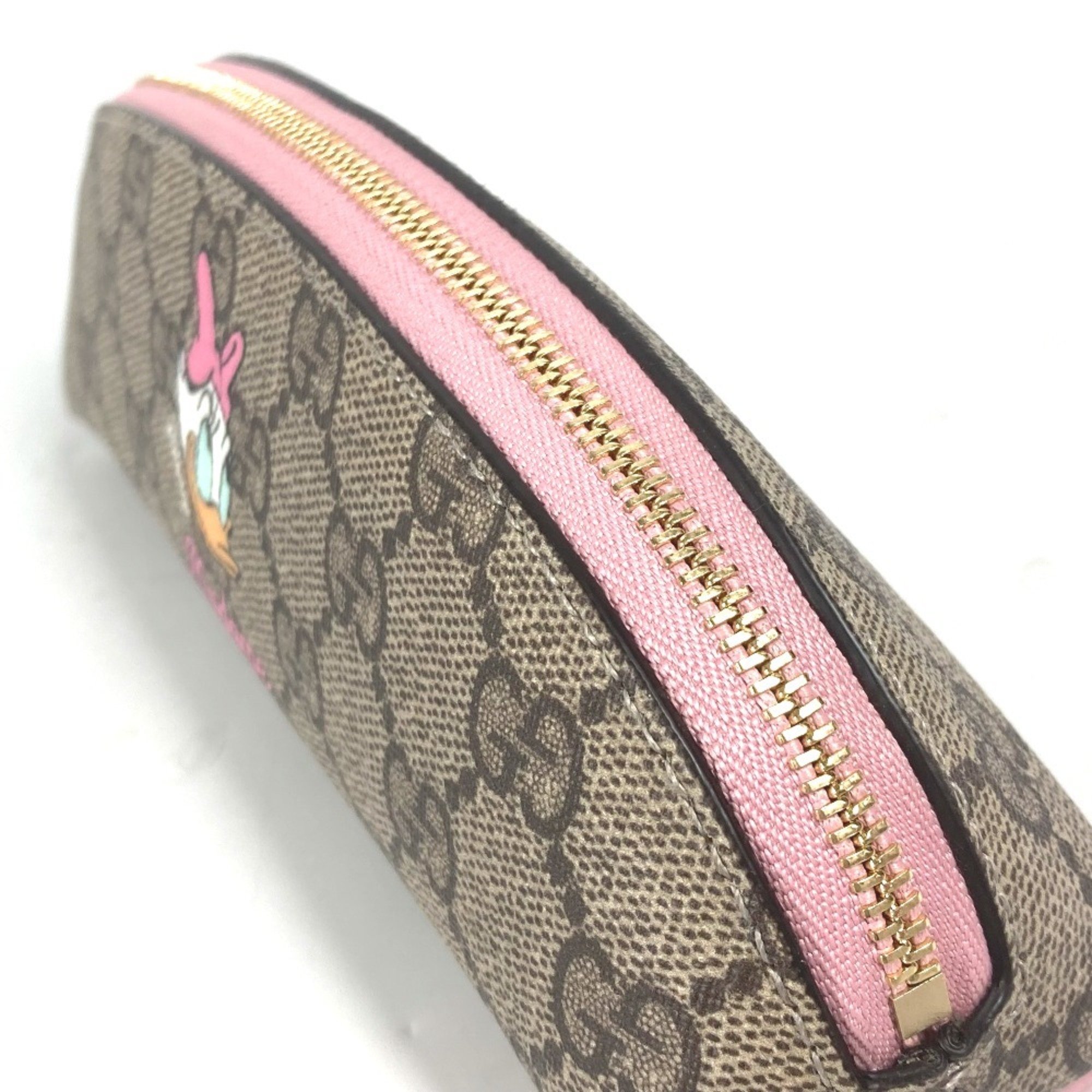 GUCCI 662129 Disney Collaboration DISNEY Dizzy Duck Pencil Case Pouch Stationery Pen Leather Women's Beige