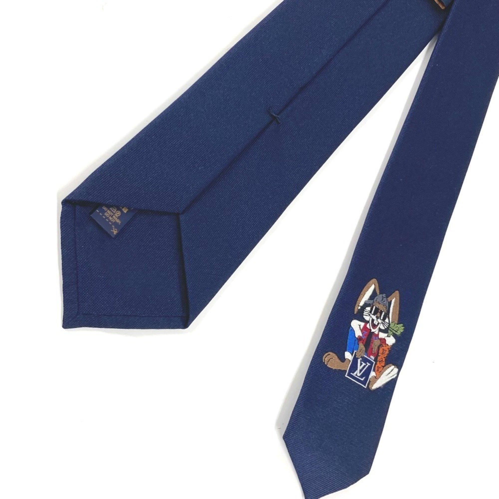 LOUIS VUITTON M78032 Rabbit Animal Cravat LV Necktie Silk Men's Navy