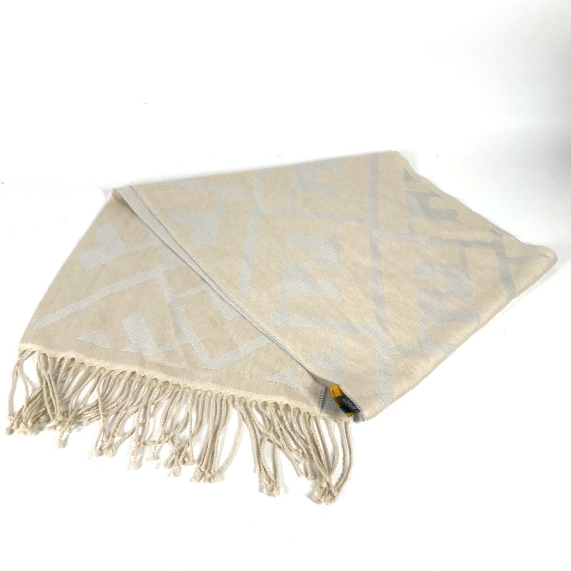 FENDI Bicolor Wool Scarf for Women, Beige