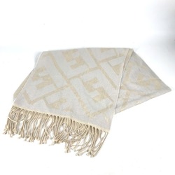 FENDI Bicolor Wool Scarf for Women, Beige