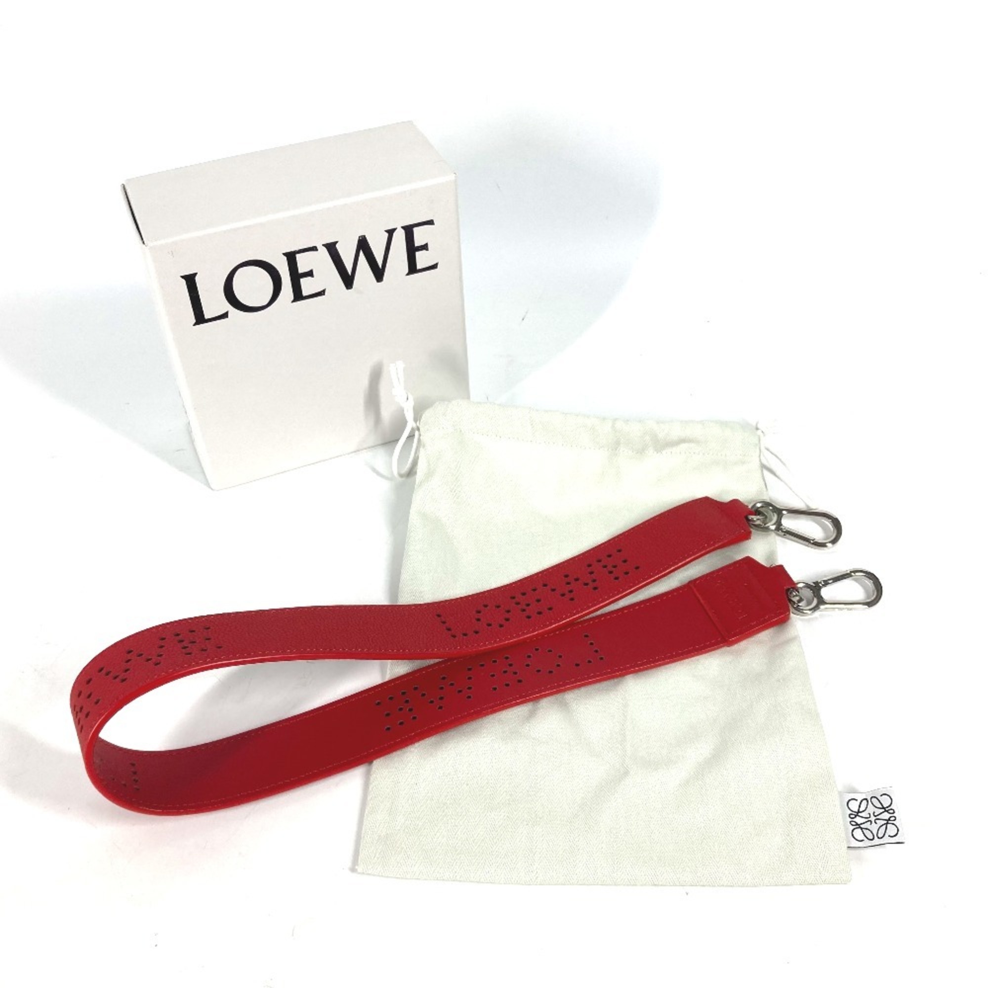 LOEWE Perforated Shoulder Strap Leather Women's Red