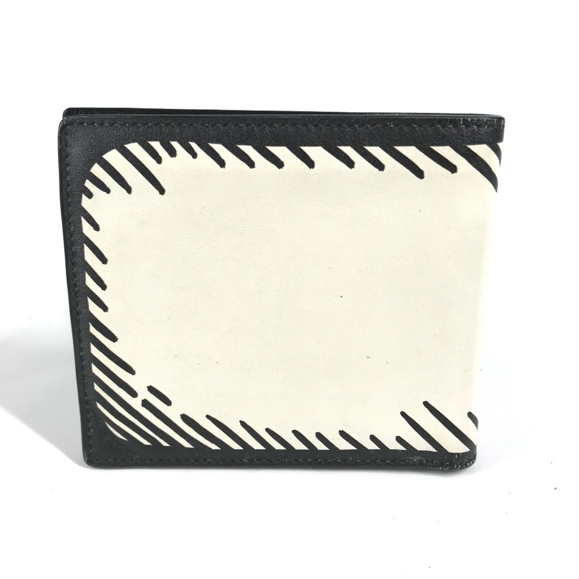 FENDI 7M0169 Compact Wallet Joshua Vides Collaboration Billfold Bi-fold Leather Men's White