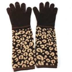 LOUIS VUITTON M58347 LV Glitter Gonmaille Leopard Print Long Gloves Cashmere Silk Women's Brown