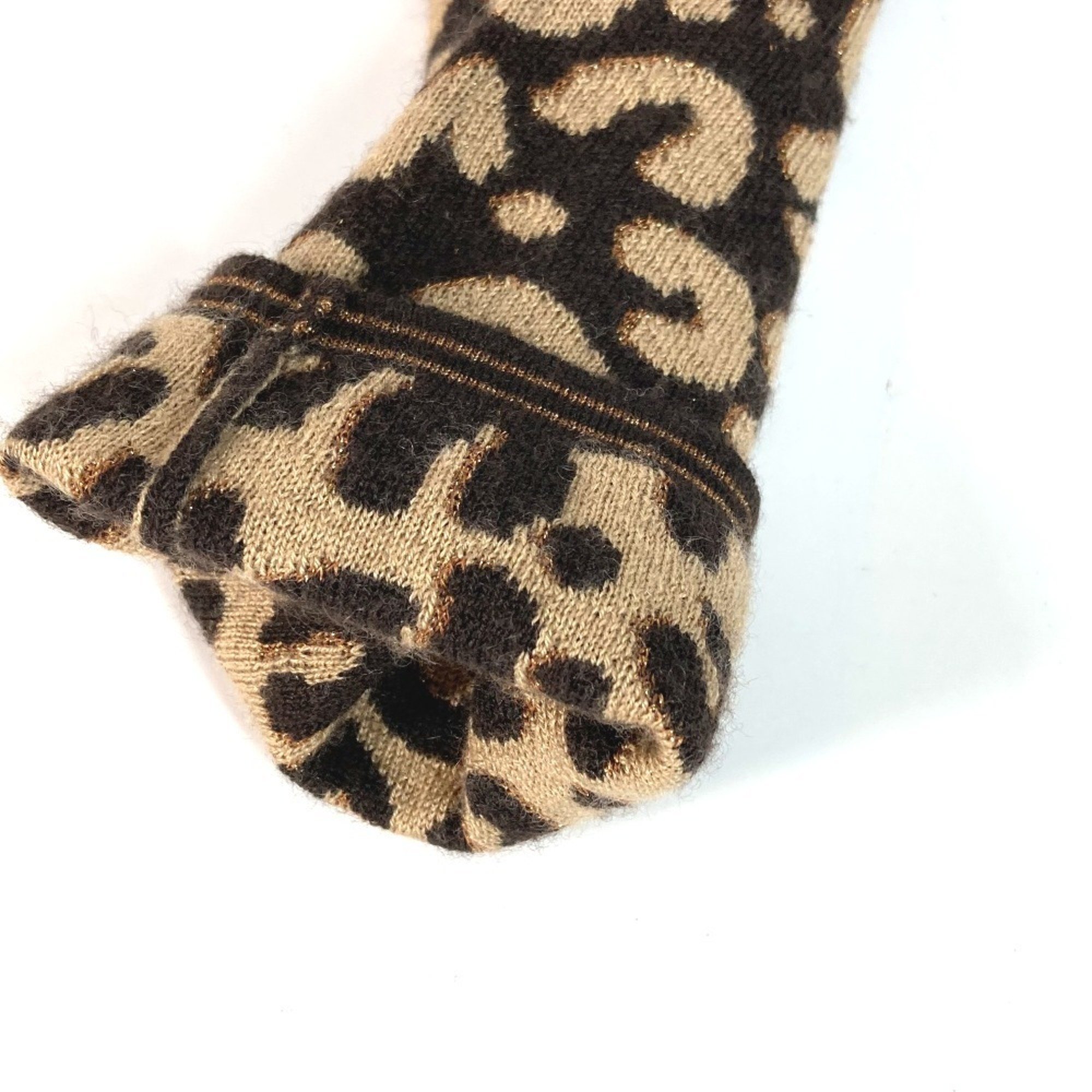 LOUIS VUITTON M58347 LV Glitter Gonmaille Leopard Print Long Gloves Cashmere Silk Women's Brown