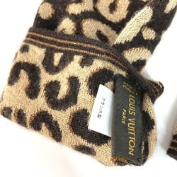 LOUIS VUITTON M58347 LV Glitter Gonmaille Leopard Print Long Gloves Cashmere Silk Women's Brown