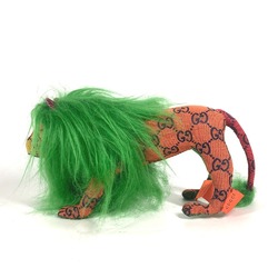 GUCCI 670235 GG Decorative Lion Doll Stuffed Animal Canvas Women's Green