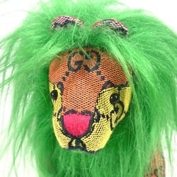 GUCCI 670235 GG Decorative Lion Doll Stuffed Animal Canvas Women's Green