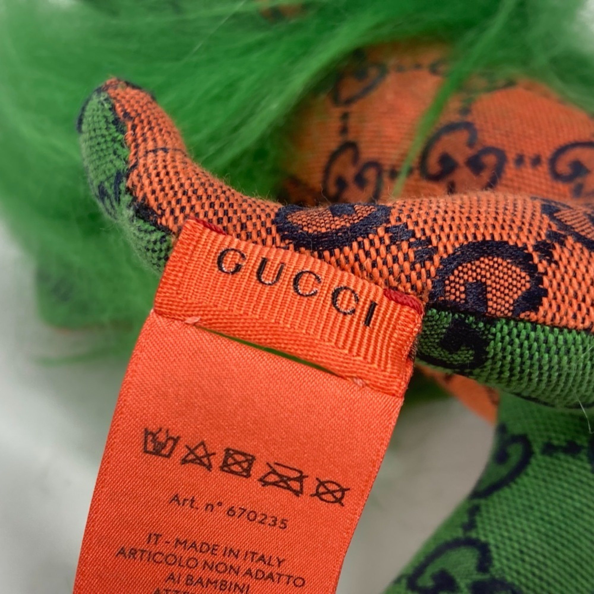 GUCCI 670235 GG Decorative Lion Doll Stuffed Animal Canvas Women's Green