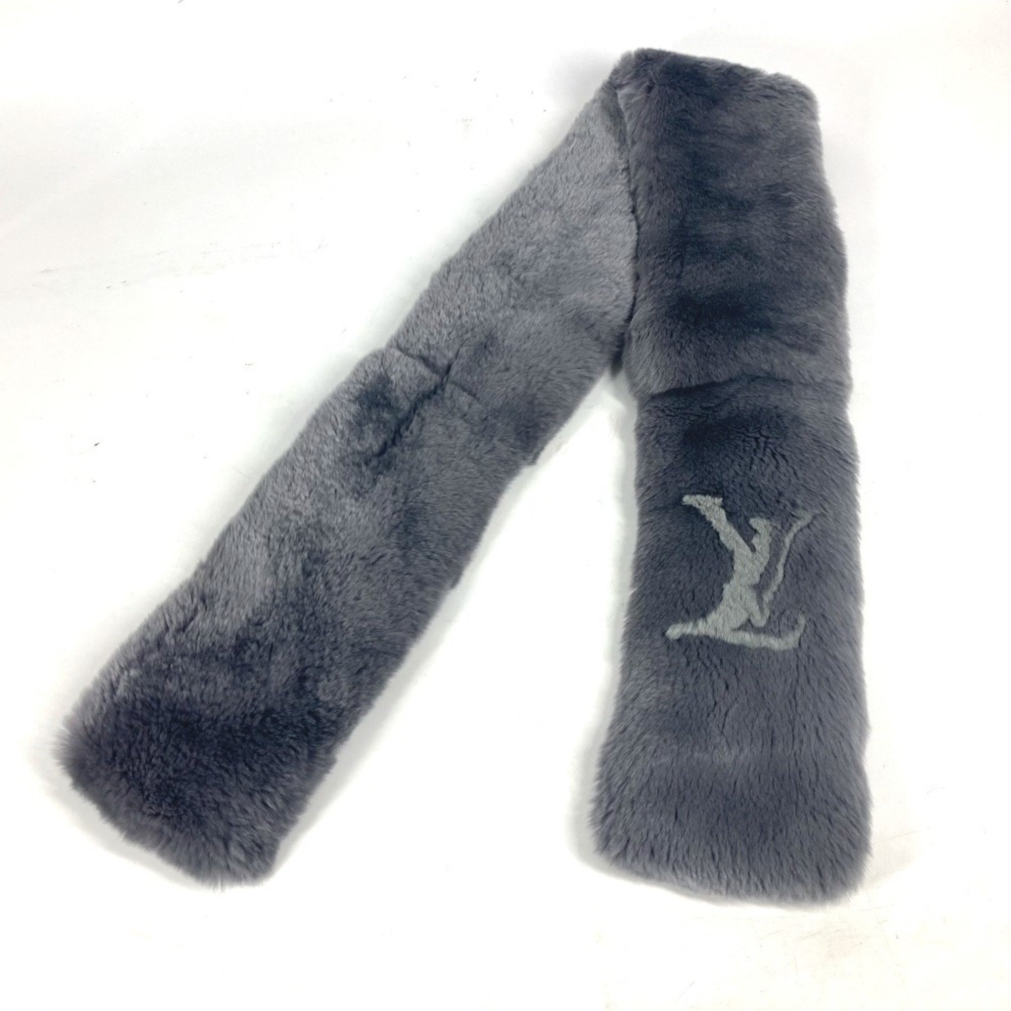 LOUIS VUITTON MP0035 Fur Echarpe Rex Tippet Scarf Rabbit Women's Grey