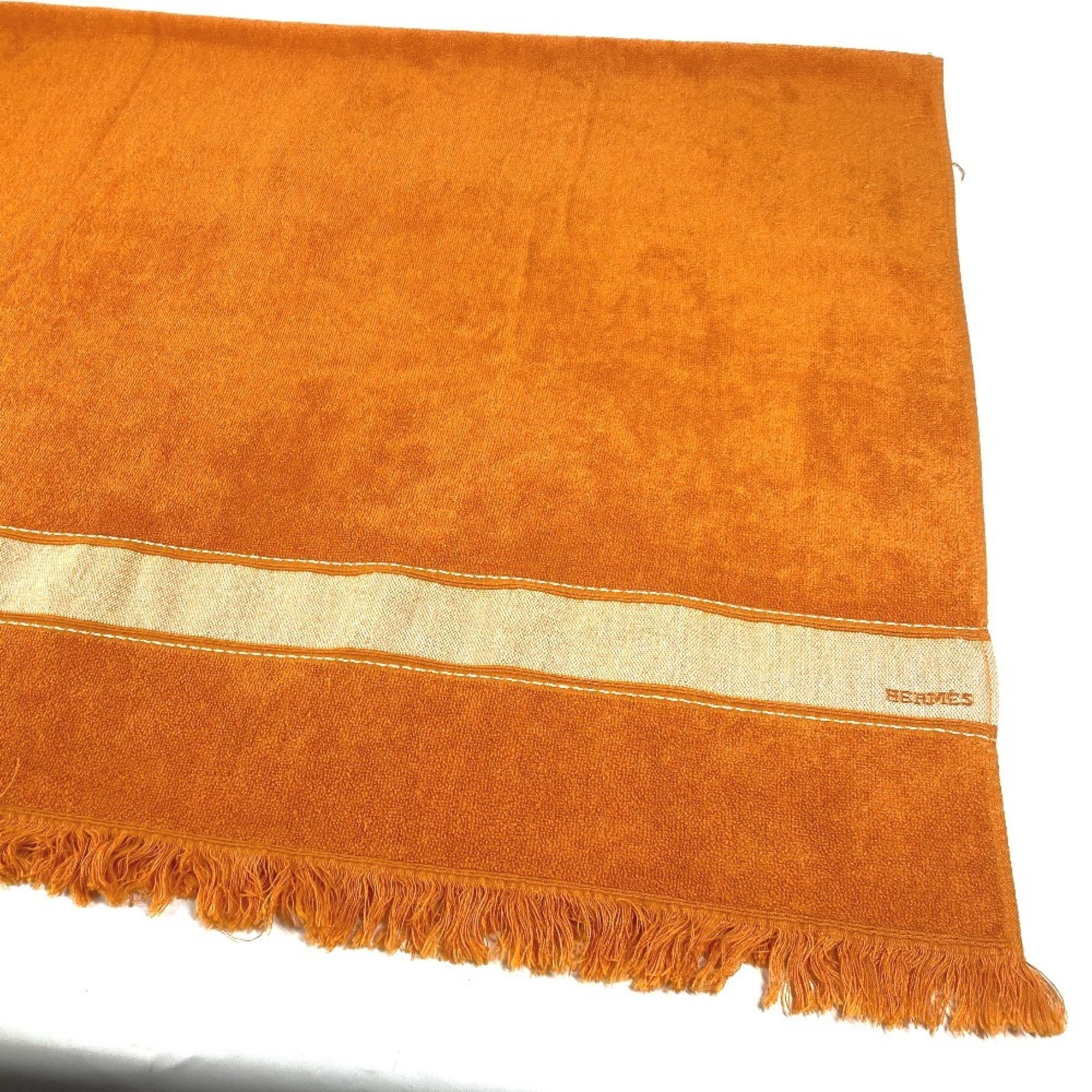 HERMES Hermes Bath Towel, Knee Blanket, Yachting Beach Large Cotton, Women's, Orange