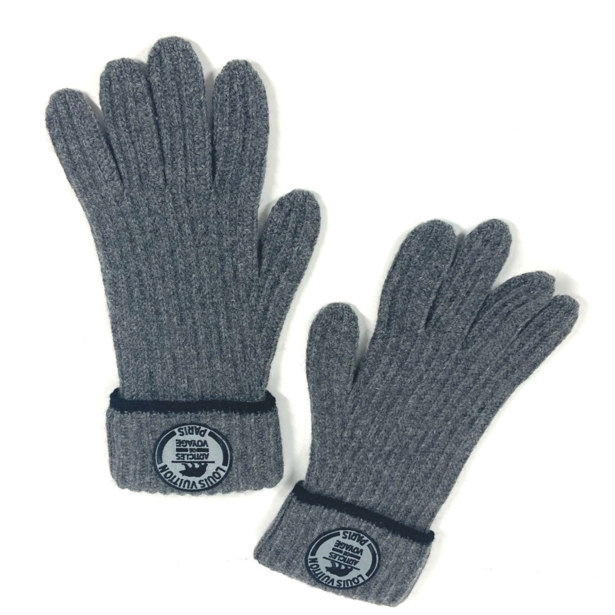 LOUIS VUITTON Louis Vuitton Patch Bicolor Gloves Cashmere Men's Grey