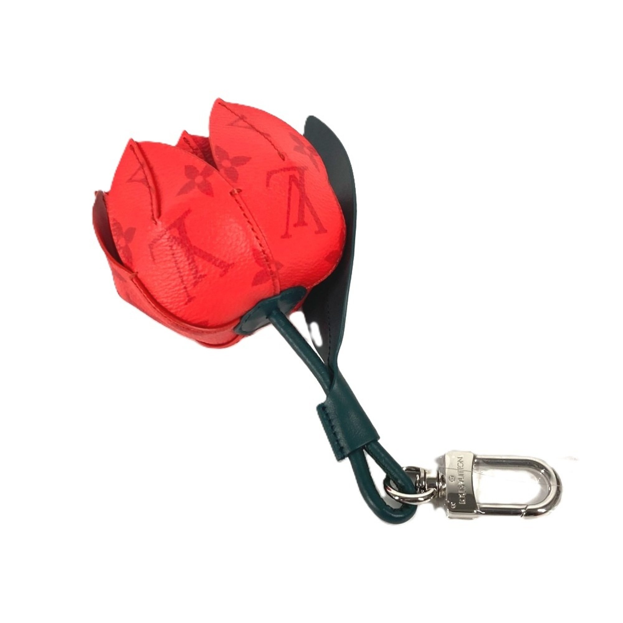 LOUIS VUITTON MP3388 Tulip Bijoux Sac Monogram Flower Keychain Bag Charm Leather Men's Red Similar