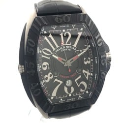 FRANCK MULLER 9900SCGP Conquistador Grand Prix Automatic Date Watch Titanium Leather Strap Men's Black