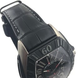 FRANCK MULLER 9900SCGP Conquistador Grand Prix Automatic Date Watch Titanium Leather Strap Men's Black