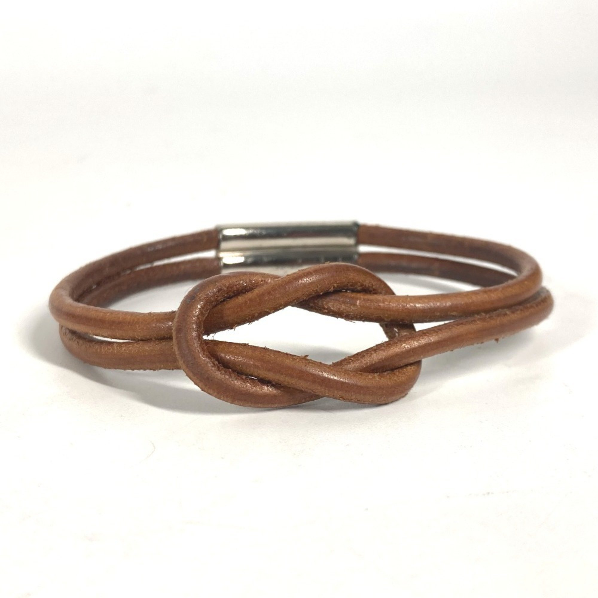 HERMES Hermes Herculide Double Bracelet Leather Men's Women's Brown