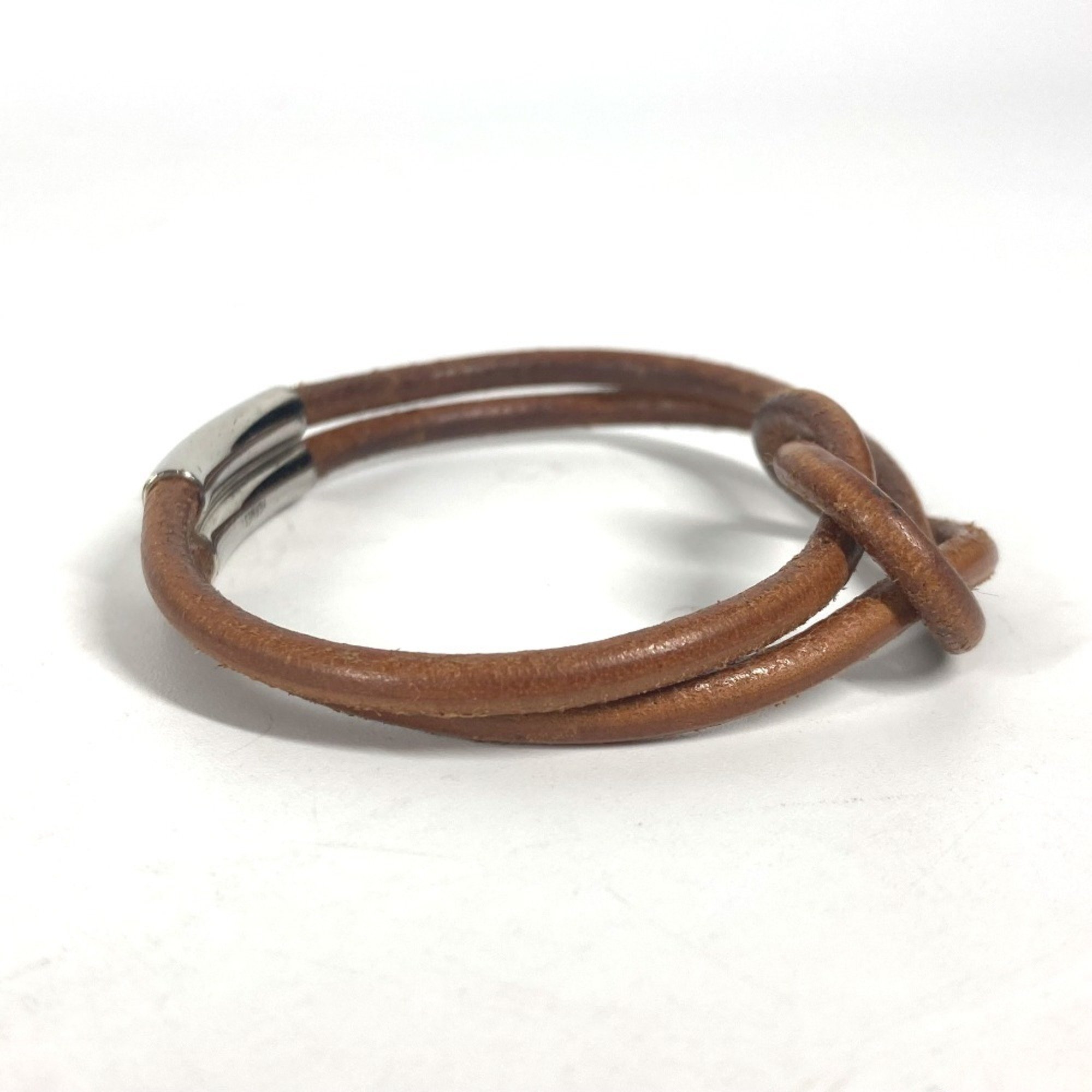 HERMES Hermes Herculide Double Bracelet Leather Men's Women's Brown