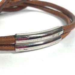 HERMES Hermes Herculide Double Bracelet Leather Men's Women's Brown