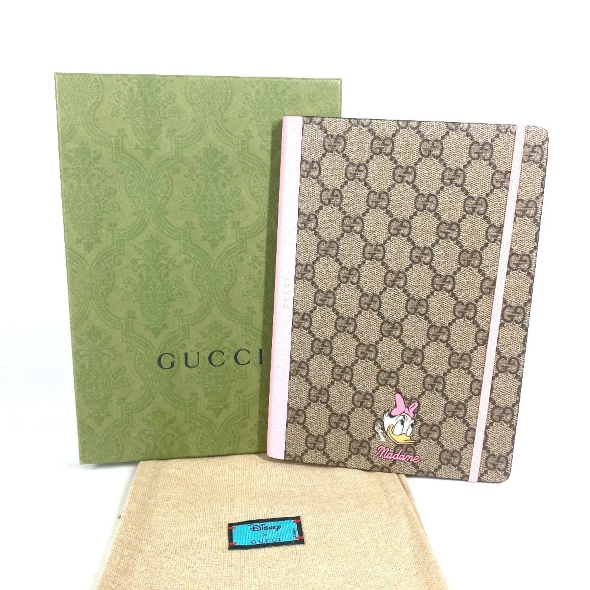 GUCCI Gucci Disney Collaboration DISNEY Daisy Duck GG Supreme Memo Pad Notebook Stationery Women's Beige