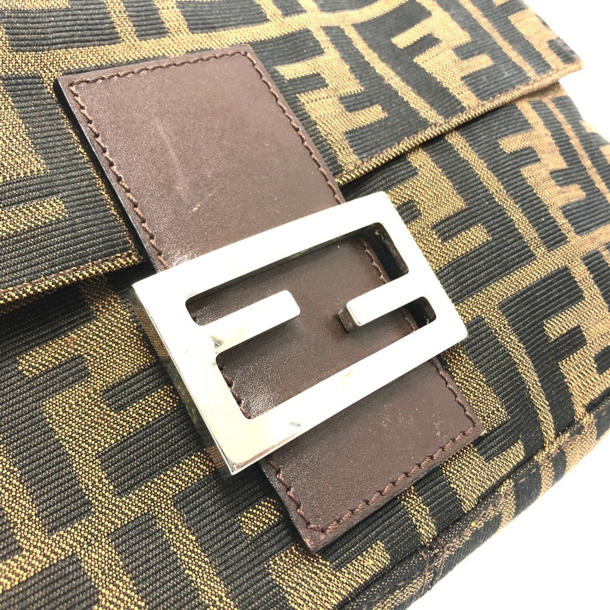 FENDI 2321.26424 FF Zucca pattern Mamma Bucket flap shoulder bag canvas leather ladies brown brown×