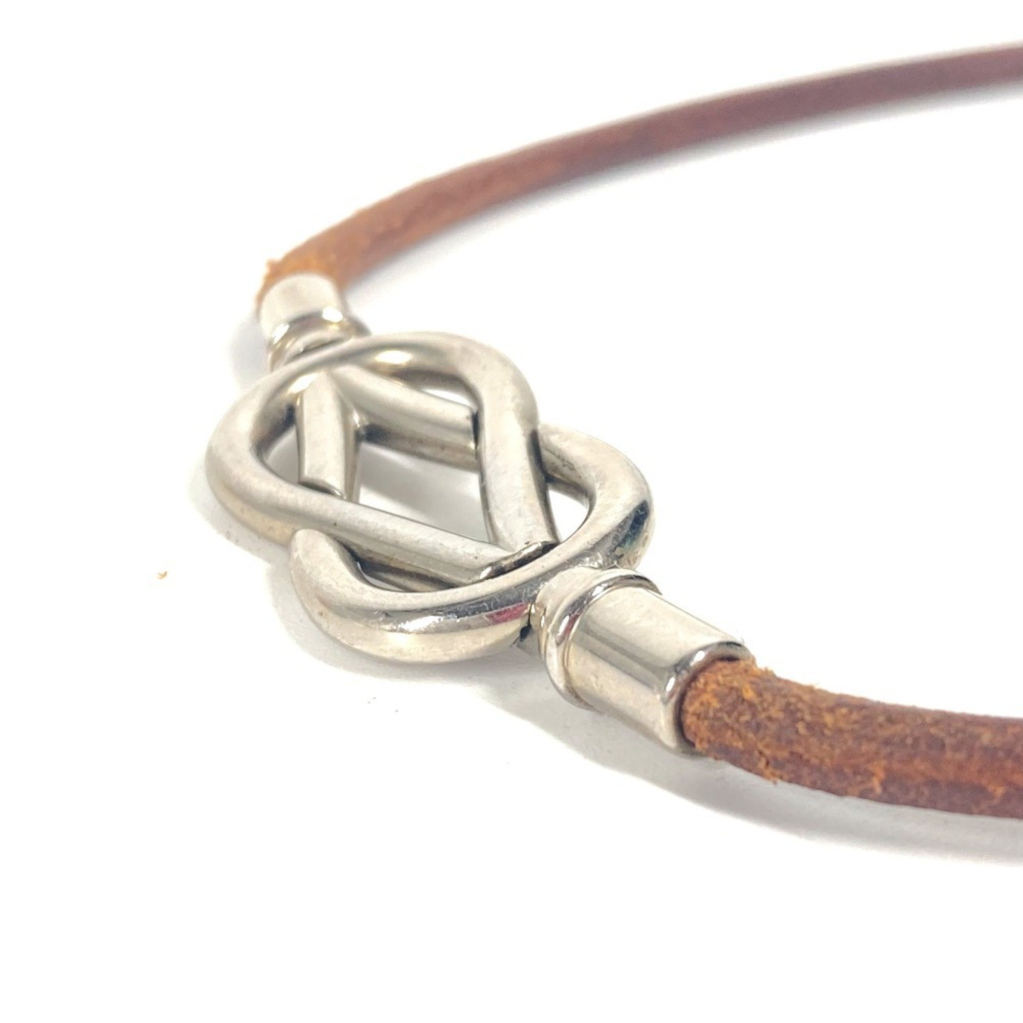 HERMES Hermes Necklace Atame Double Bracelet Choker Leather Men's Brown