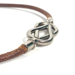 HERMES Hermes Necklace Atame Double Bracelet Choker Leather Men's Brown