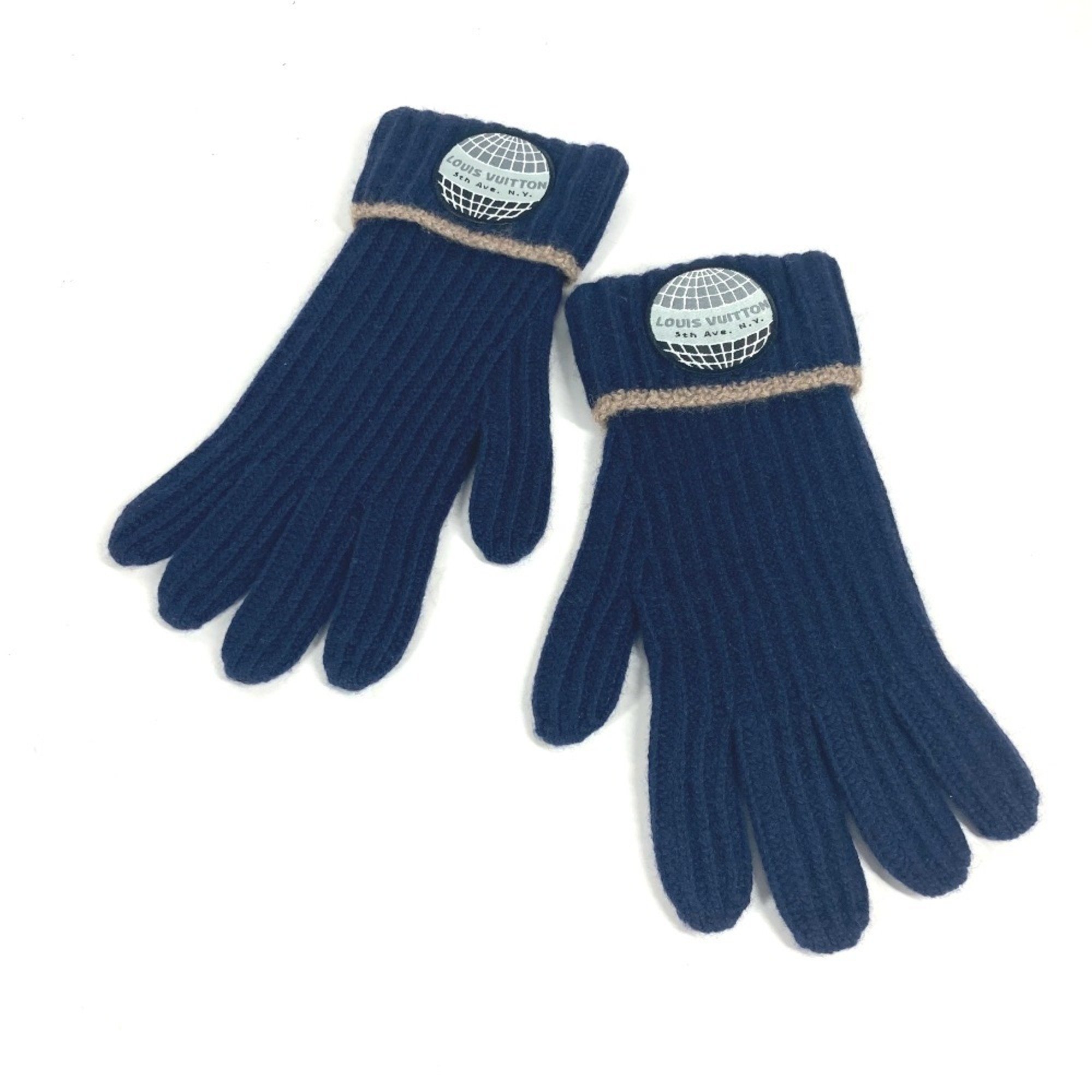 LOUIS VUITTON Louis Vuitton Patch Gloves Cashmere Men's Navy