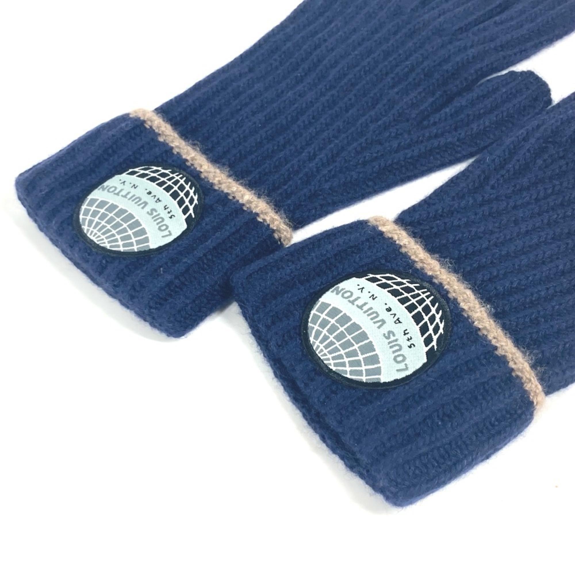 LOUIS VUITTON Louis Vuitton Patch Gloves Cashmere Men's Navy