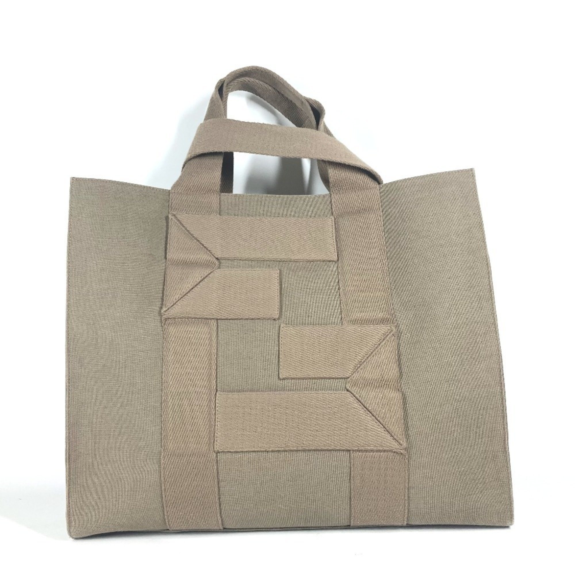 FENDI 7VA558 TOTE CANVAS Tote Canvas Bag Shoulder Men's Khaki