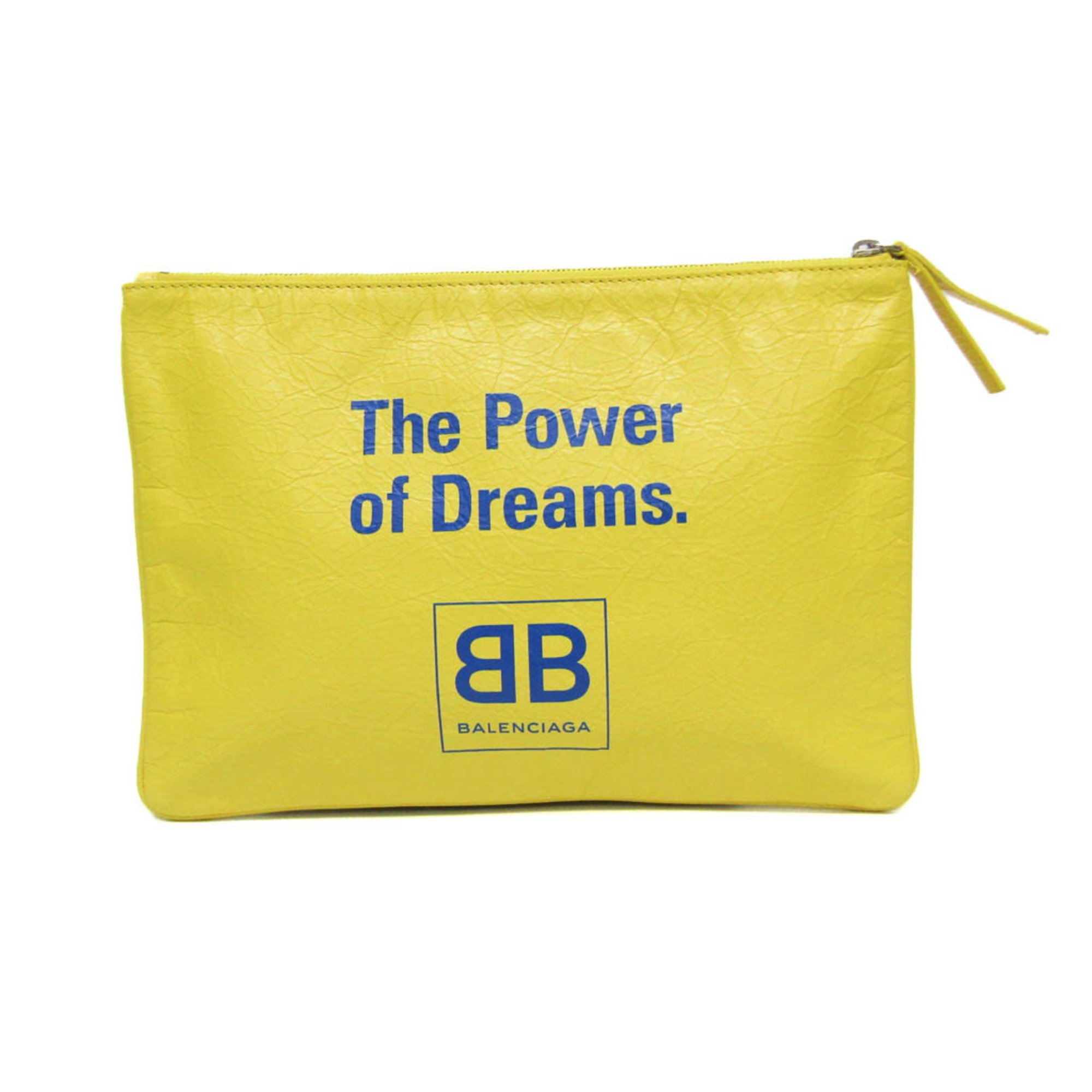 Balenciaga Supermarket Clip M 506794 Men,Women Leather Clutch Bag Blue,Yellow