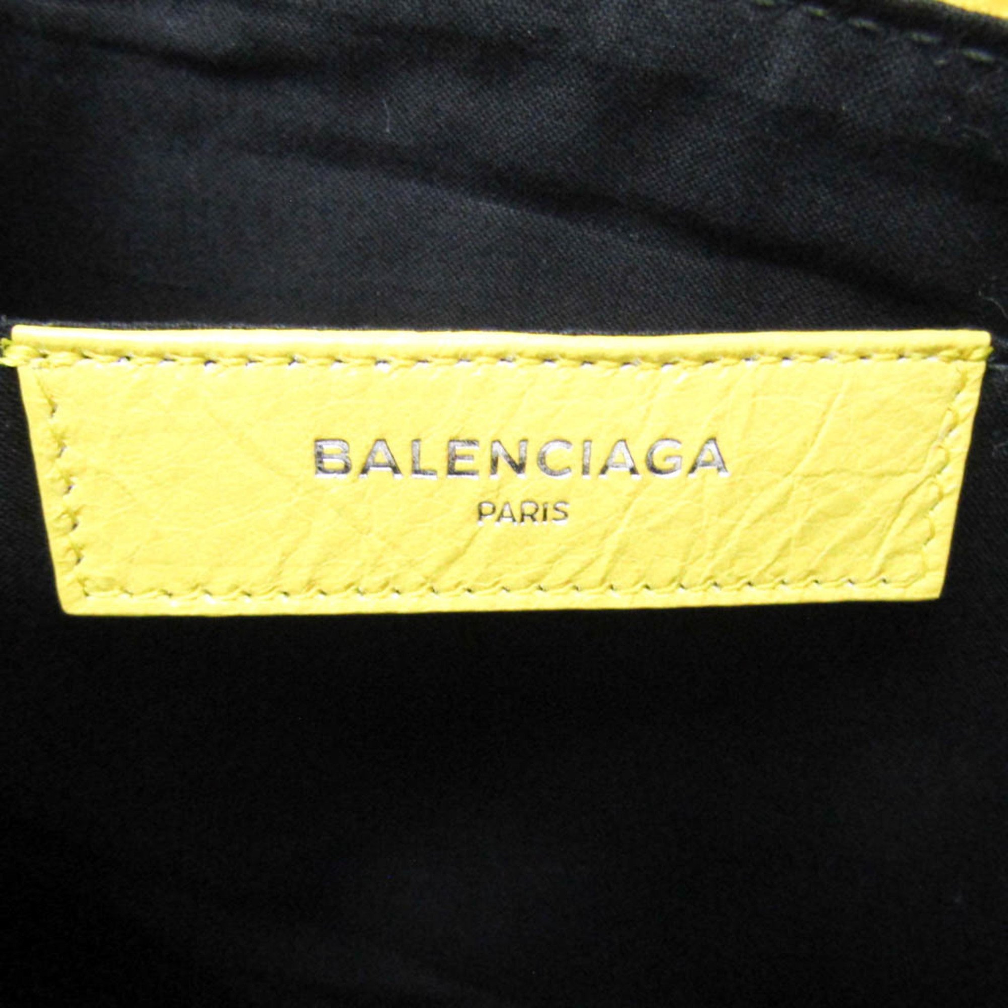 Balenciaga Supermarket Clip M 506794 Men,Women Leather Clutch Bag Blue,Yellow