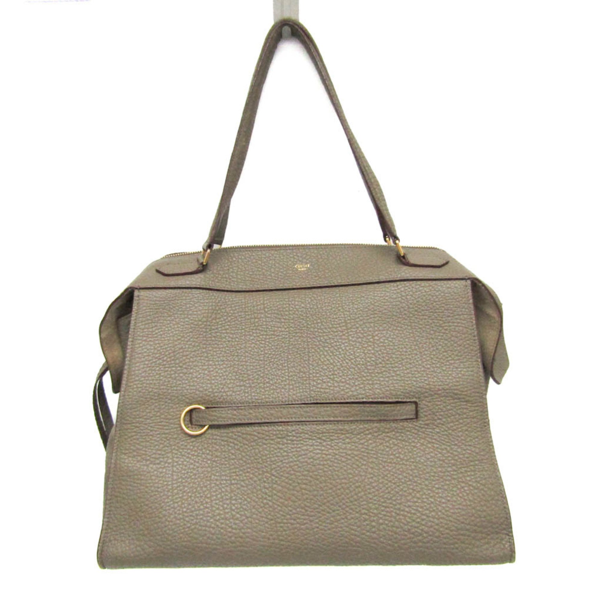 Celine Ring Bag Medium 176083 Women's Leather Tote Bag Grayish