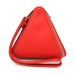 Bottega Veneta Intrecciato Pyramid 666769 Women's Leather Pouch Red Color