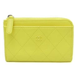 Chanel Card Case Women's Leather Coin Purse/coin Case Yellow