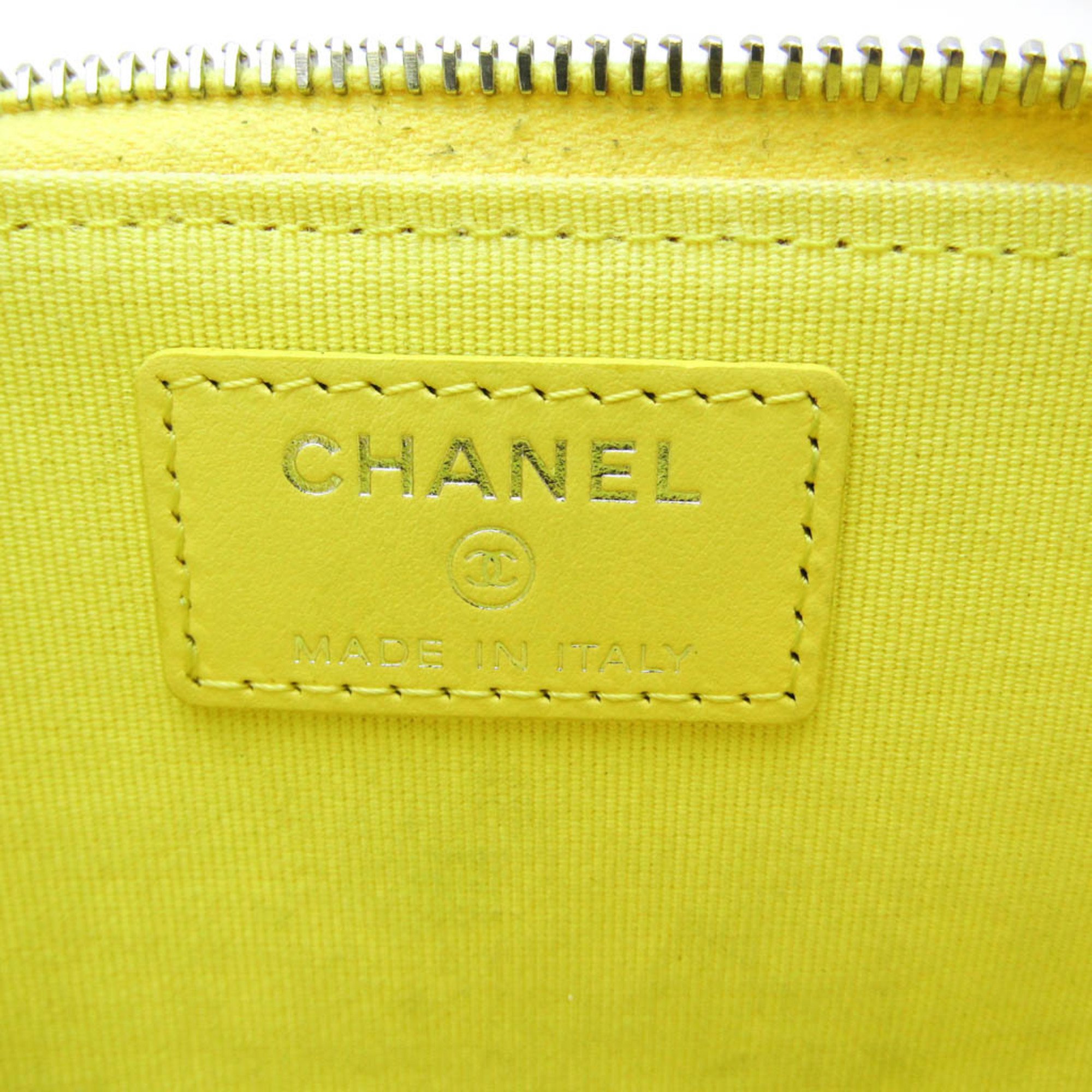 Chanel Card Case Women's Leather Coin Purse/coin Case Yellow