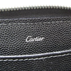 Cartier Santos De Cartier Men's Leather Long Wallet (bi-fold) Black