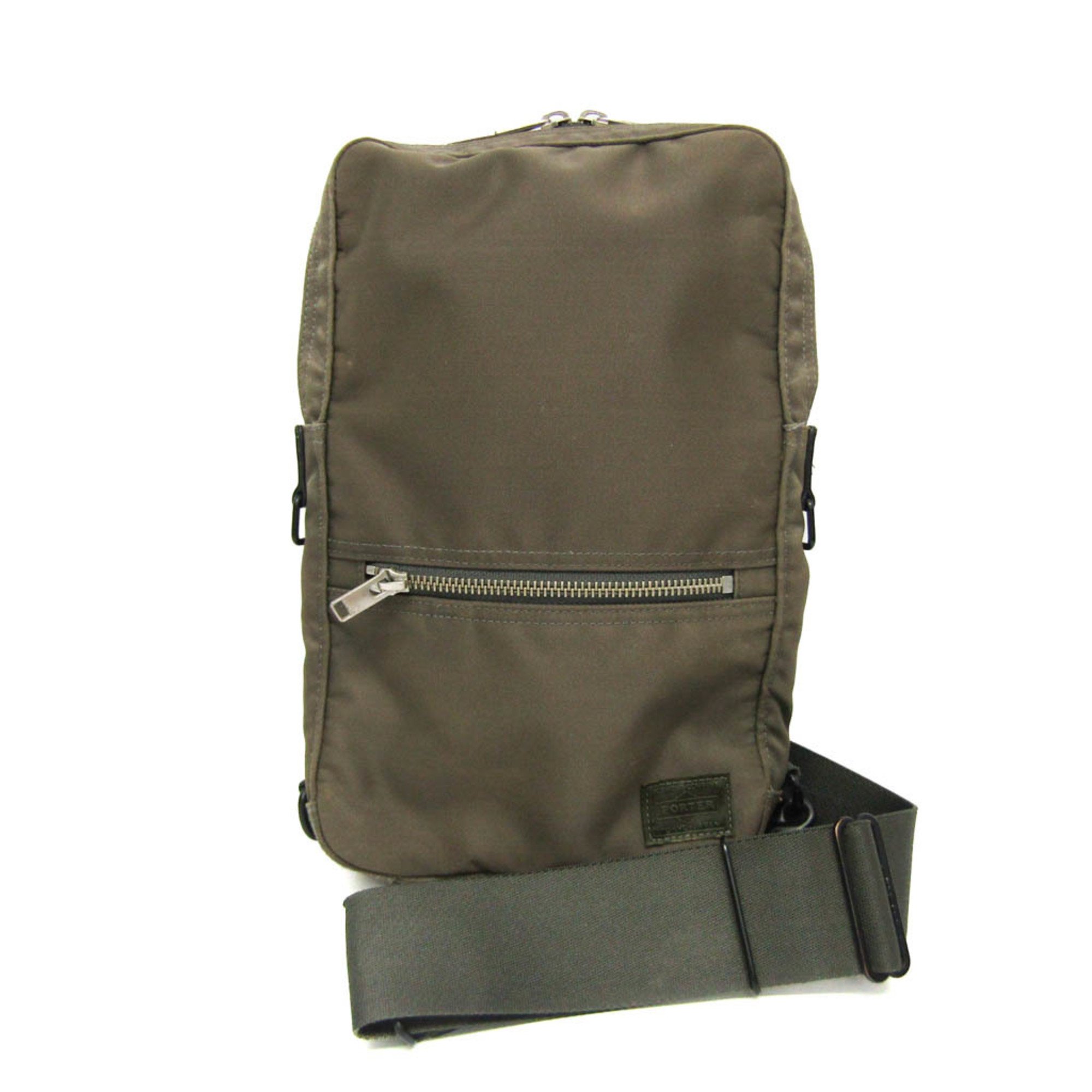 Porter Men,Women Nylon Sling Bag Khaki