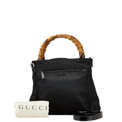 Gucci Bamboo Handbag Shoulder Bag 002 2058 Black Nylon Leather Women's GUCCI