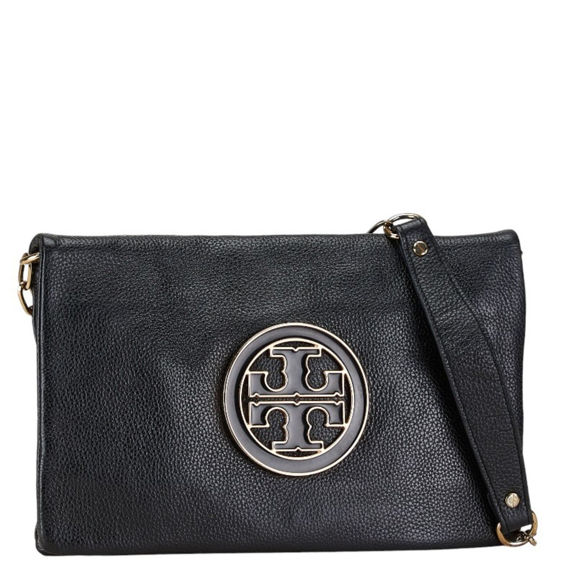 Tory Burch Chain Shoulder Bag Black Leather Women's