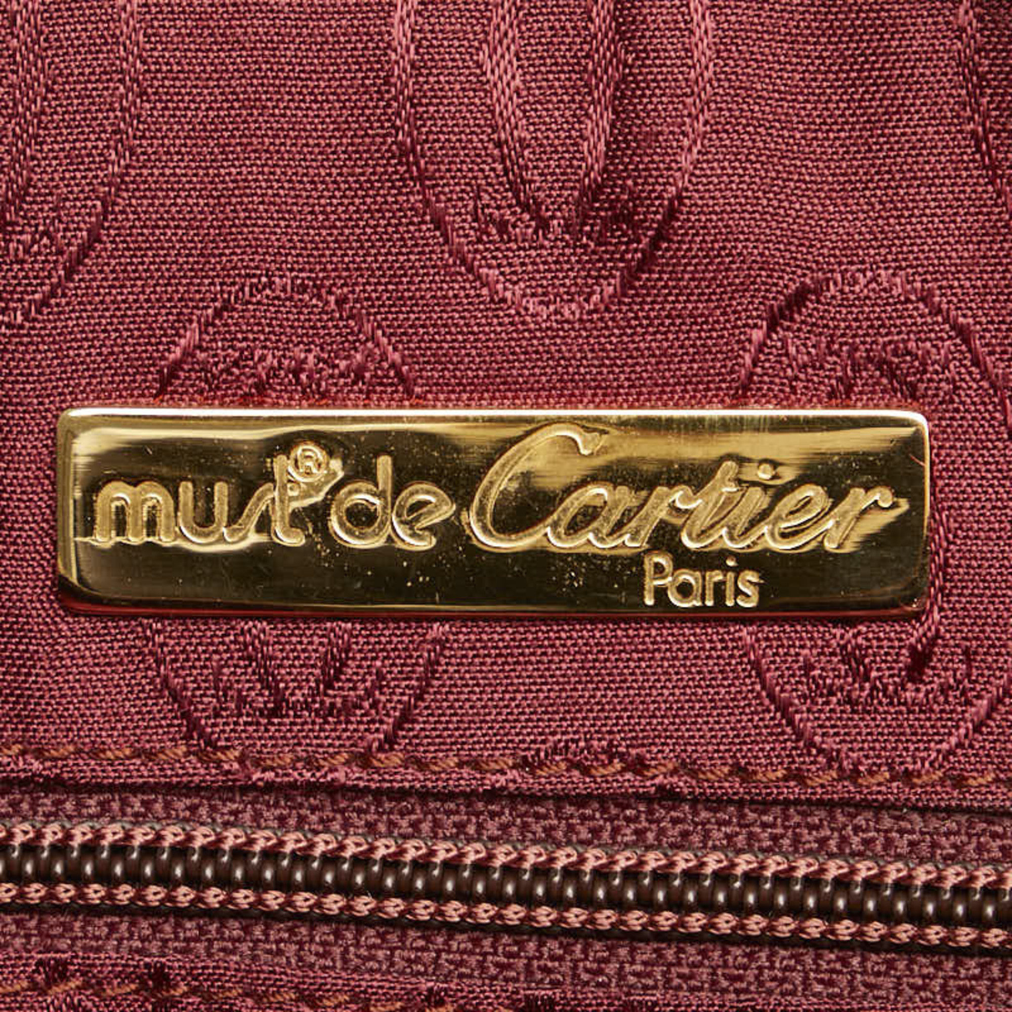 Cartier Must Line Shoulder Bag Beige Wine Red Leather Women's CARTIER