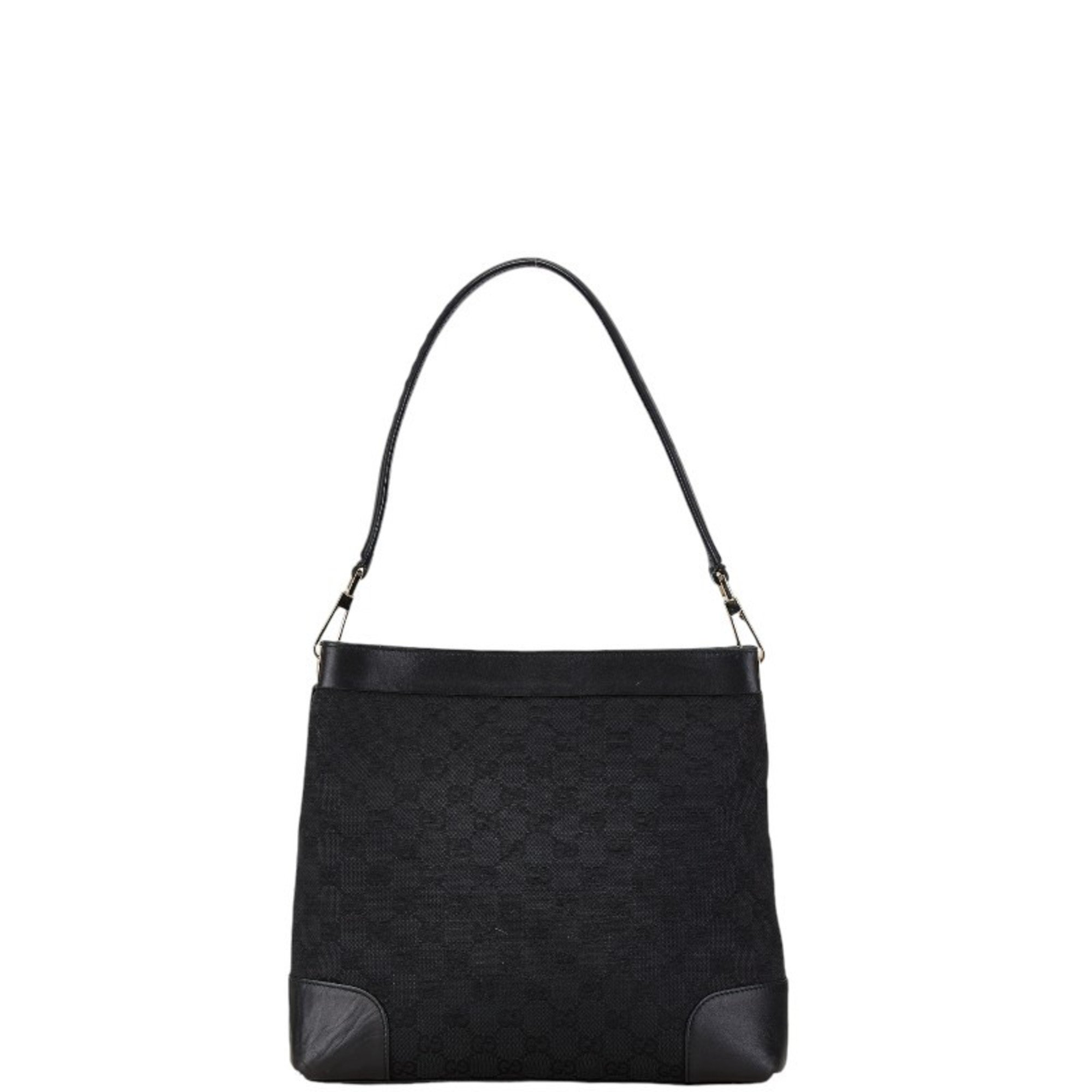 Gucci GG Canvas Bag 33900 Black Leather Women's GUCCI