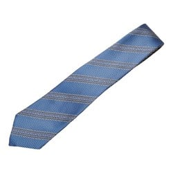 BVLGARI Double Tie Reversible Necktie Blue Grey Silk Men's