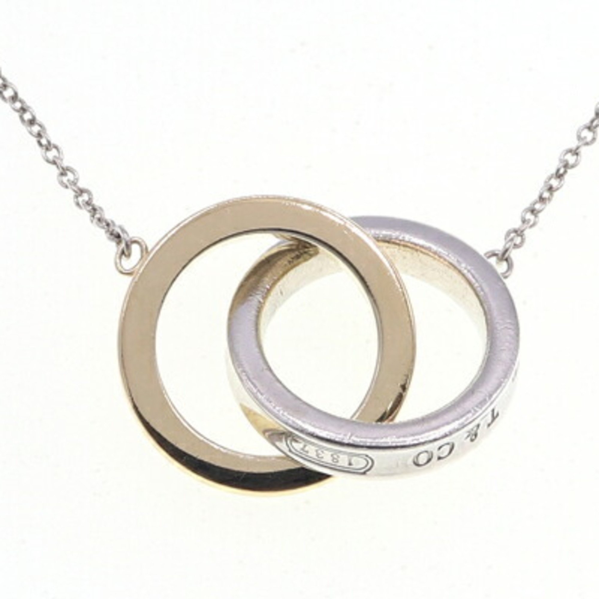 Tiffany Necklace Interlocking Circle Pendant SV Sterling Silver 925 750YG Combi Women's TIFFANY&CO