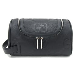 Gucci Jumbo GG Second Bag 739378 Black Leather Tick Case Women's Clutch Men's GUCCI